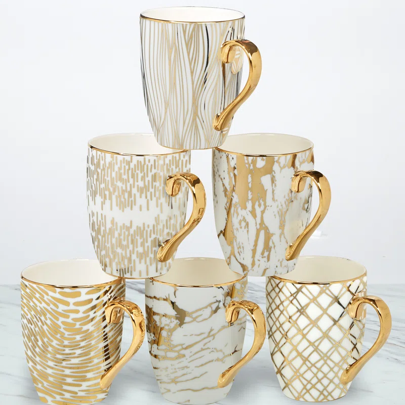 Certified International Set Of 6 Gold Plated Mugs (Set of 6)